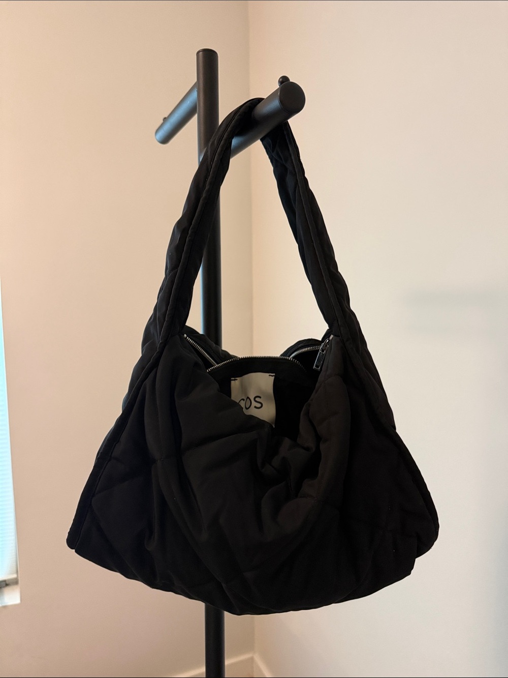 COS Black Quilted Knot-Handle Shoulder Bag